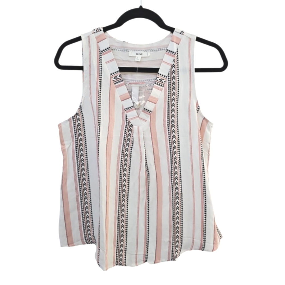 New Mine Womens Pink Striped Tank Top Size S - Picture 3 of 3